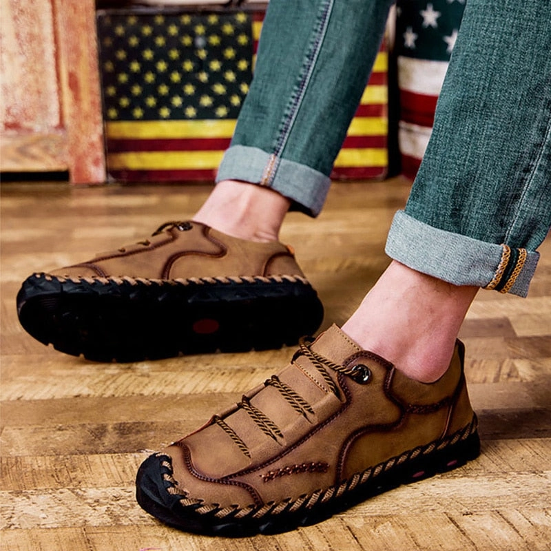 2019 Spring Men Shoes Leather Men Casual Shoes Comfortable Non-slip Fashion Brand Male Shoes A871 Men Business Casual Shoe