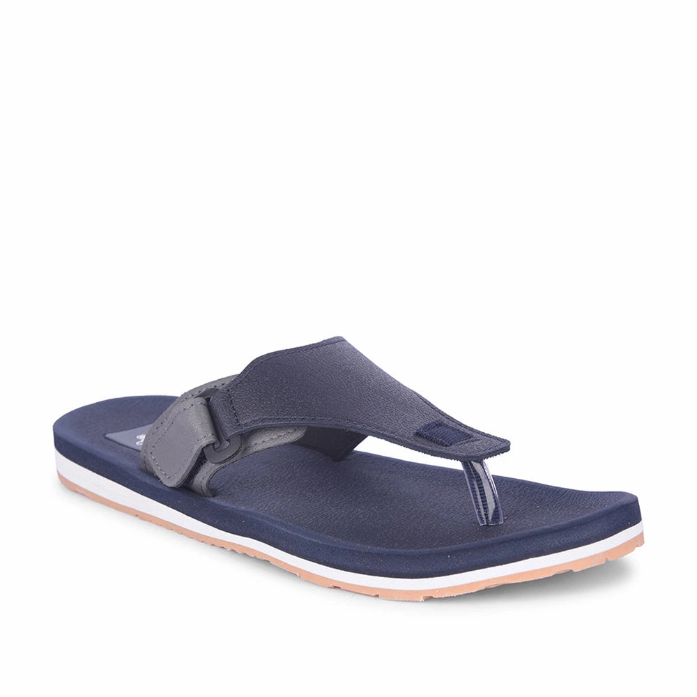 Wool Slippers With Leather Soles A-HA Casual Navy Blue Flip Flop For Men ANCO-01 By Liberty