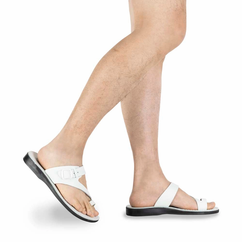 Tory Burch Bon Bon Sandals Abner - Leather Metal Buckle Sandal | White