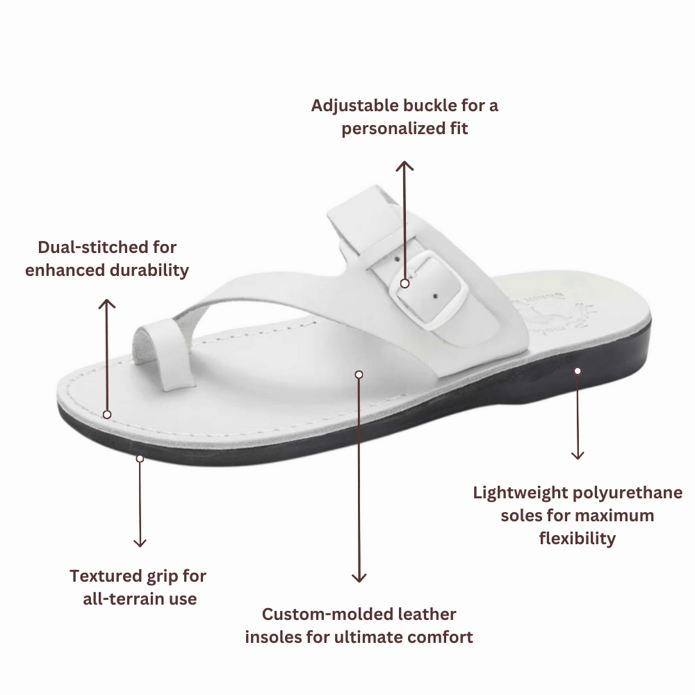 Sandals And Socks Abner - Leather Metal Buckle Sandal | White