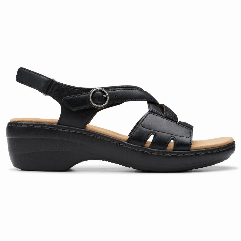 Sandals Royal Caribbean Resort Private Island Jamaica Clarks Merliah Bonita Black Leather Sandal (Women's)