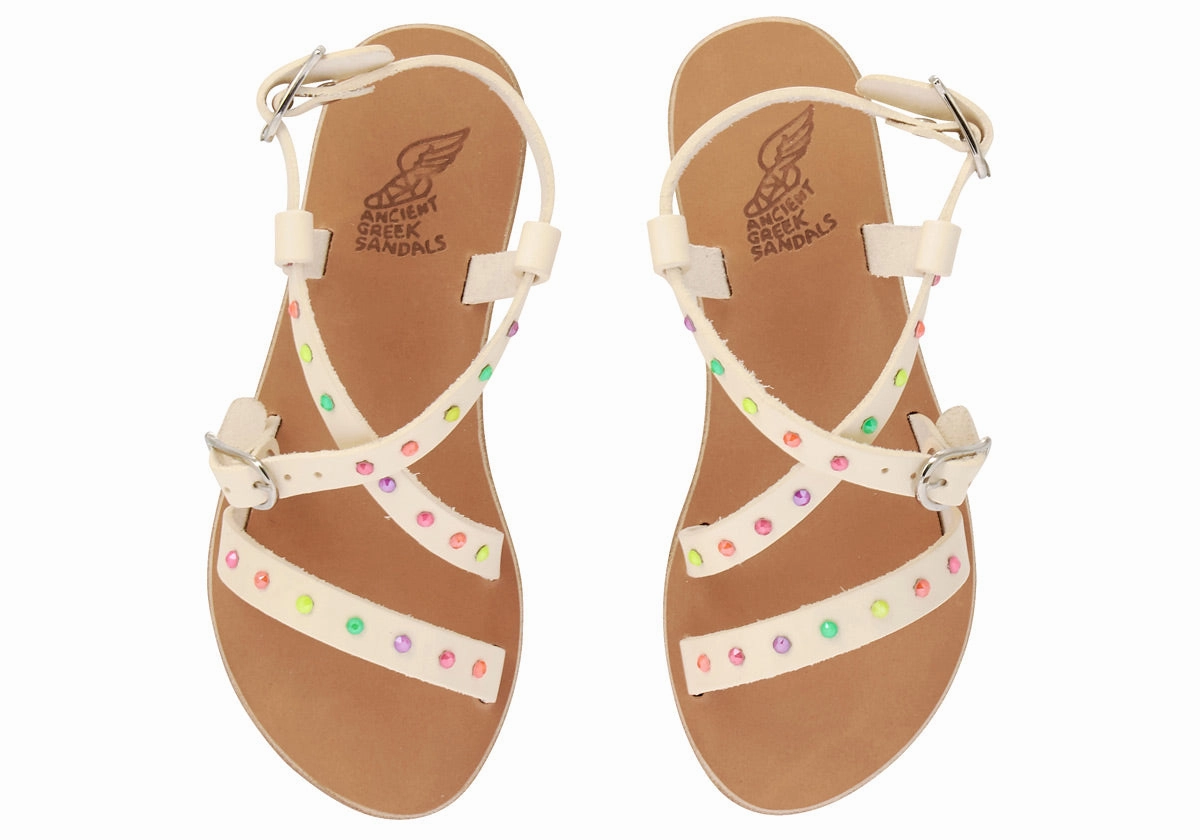 Little Sofia Crystals Soft White/Multi Cowboy Sandals