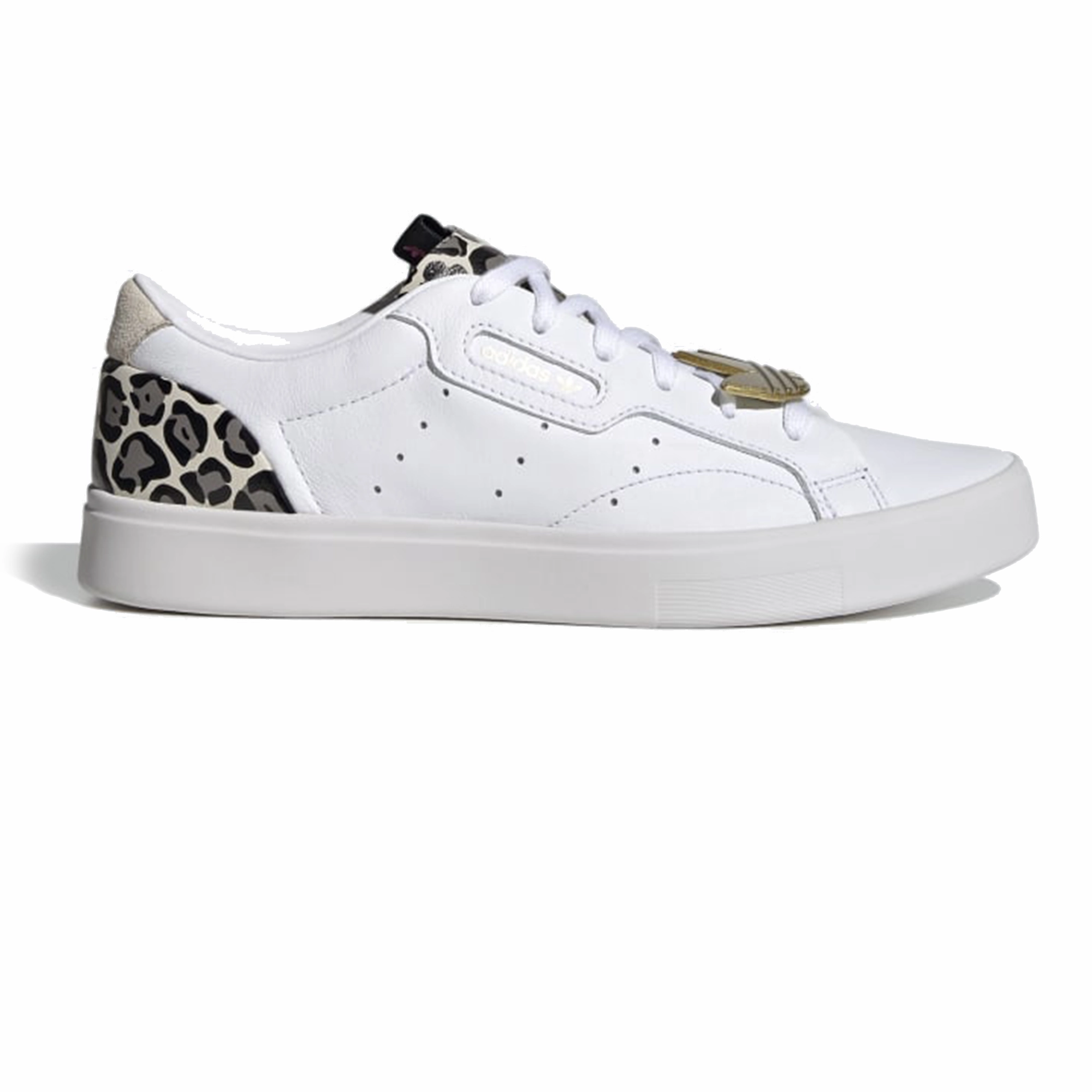 Adidas Women's Sleek Shoes - Cloud White / Brown Leopard / Gold Adidas Leather Tennis Shoes