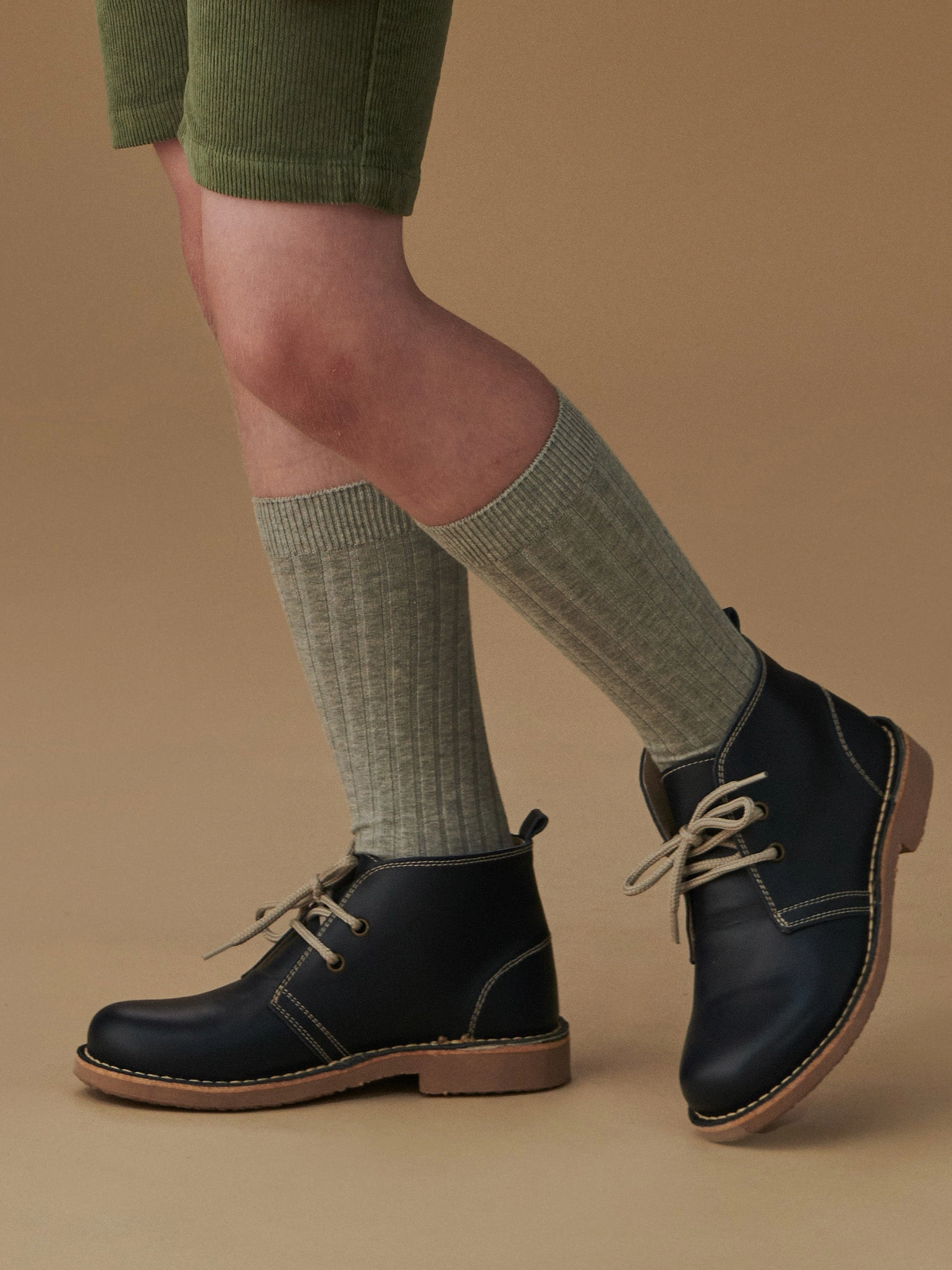 Navy Leather Kids Desert Boots Comfort Work Boots