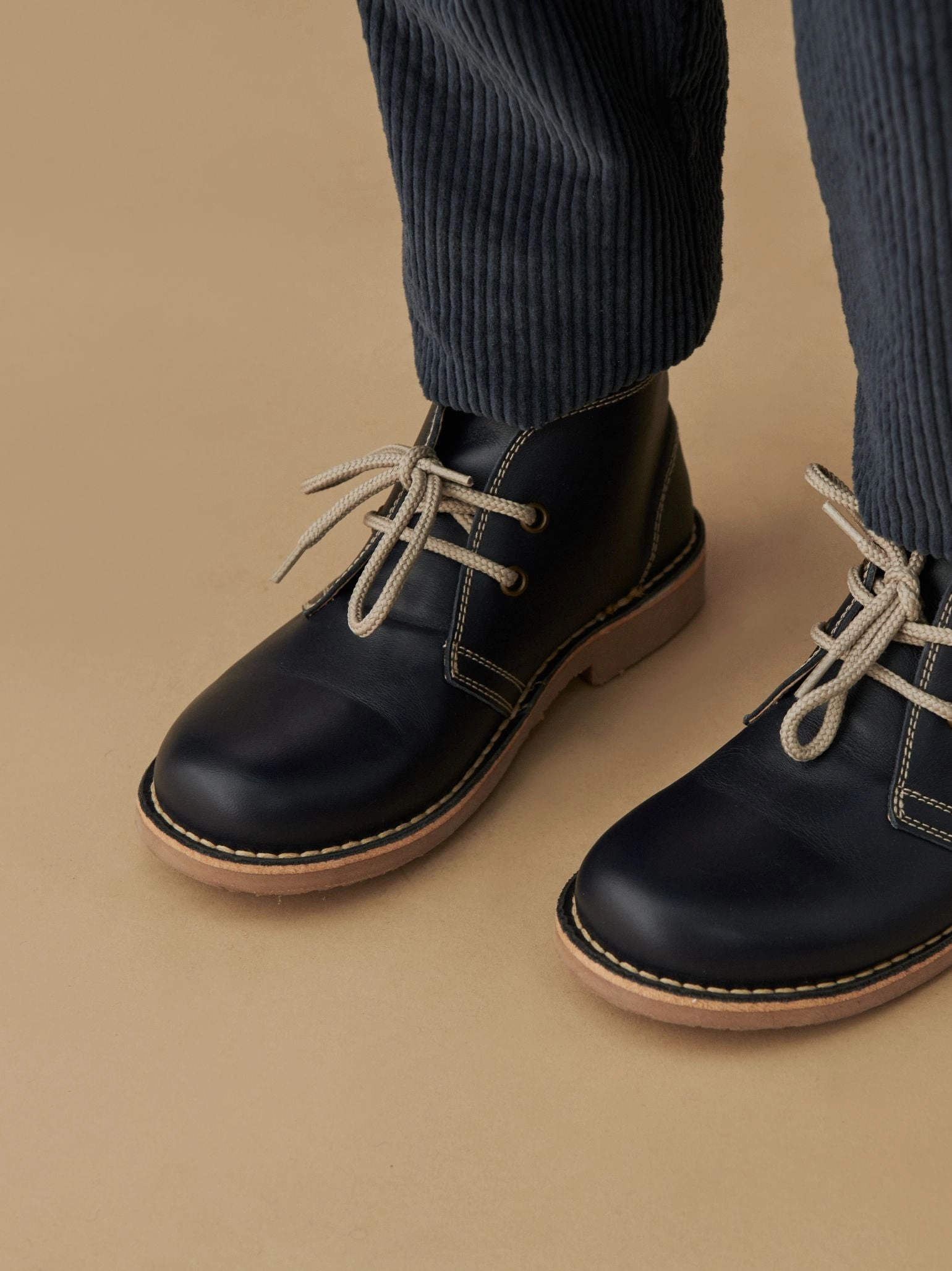 Navy Leather Kids Desert Boots Riding Boots Hermes