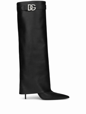 DG-logo knee-high leather boots Most Warm Winter Boots