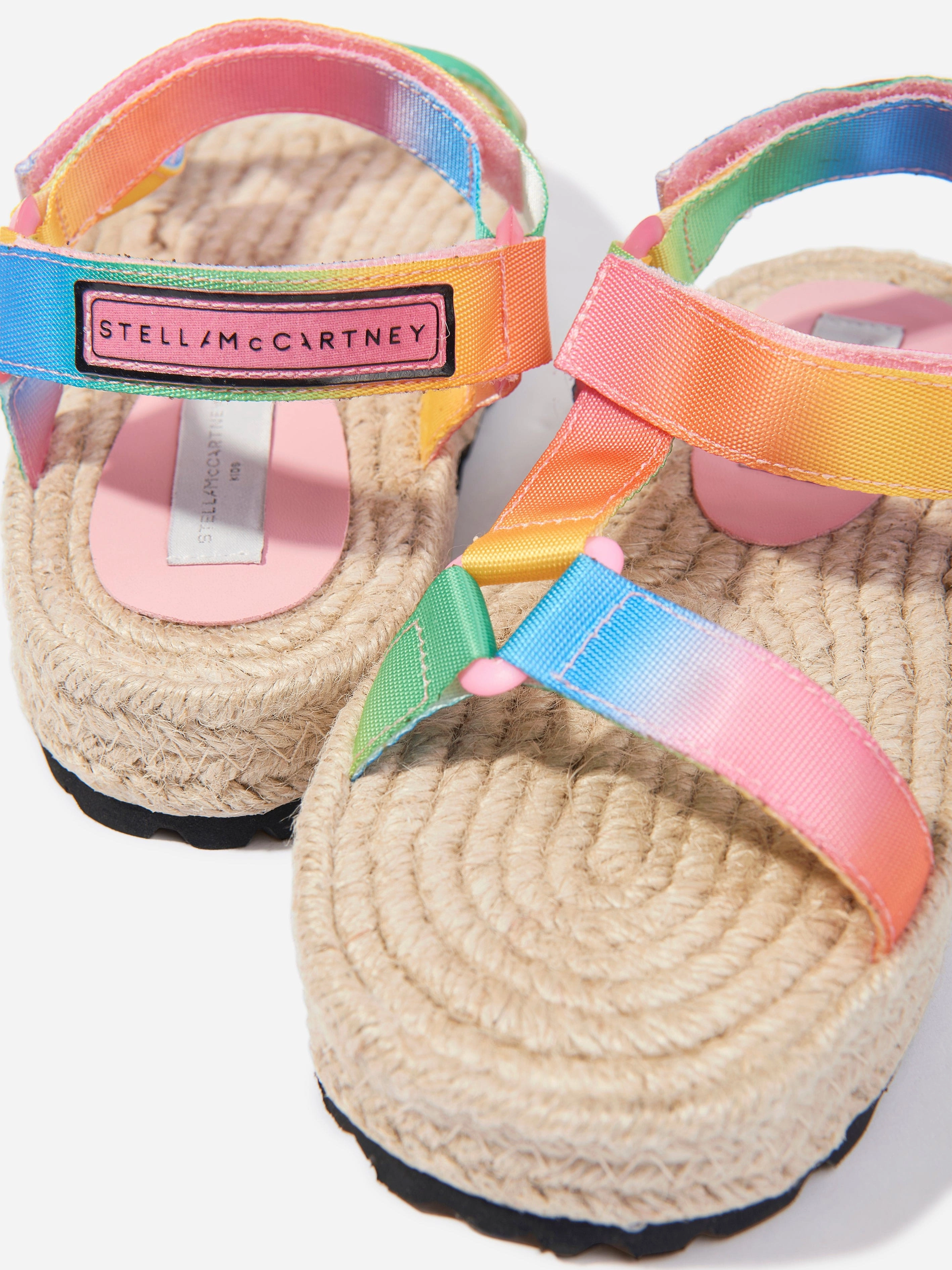 Stella McCartney Girls Logo Tape Sandals in Multicolour Extra Wide With Sandals