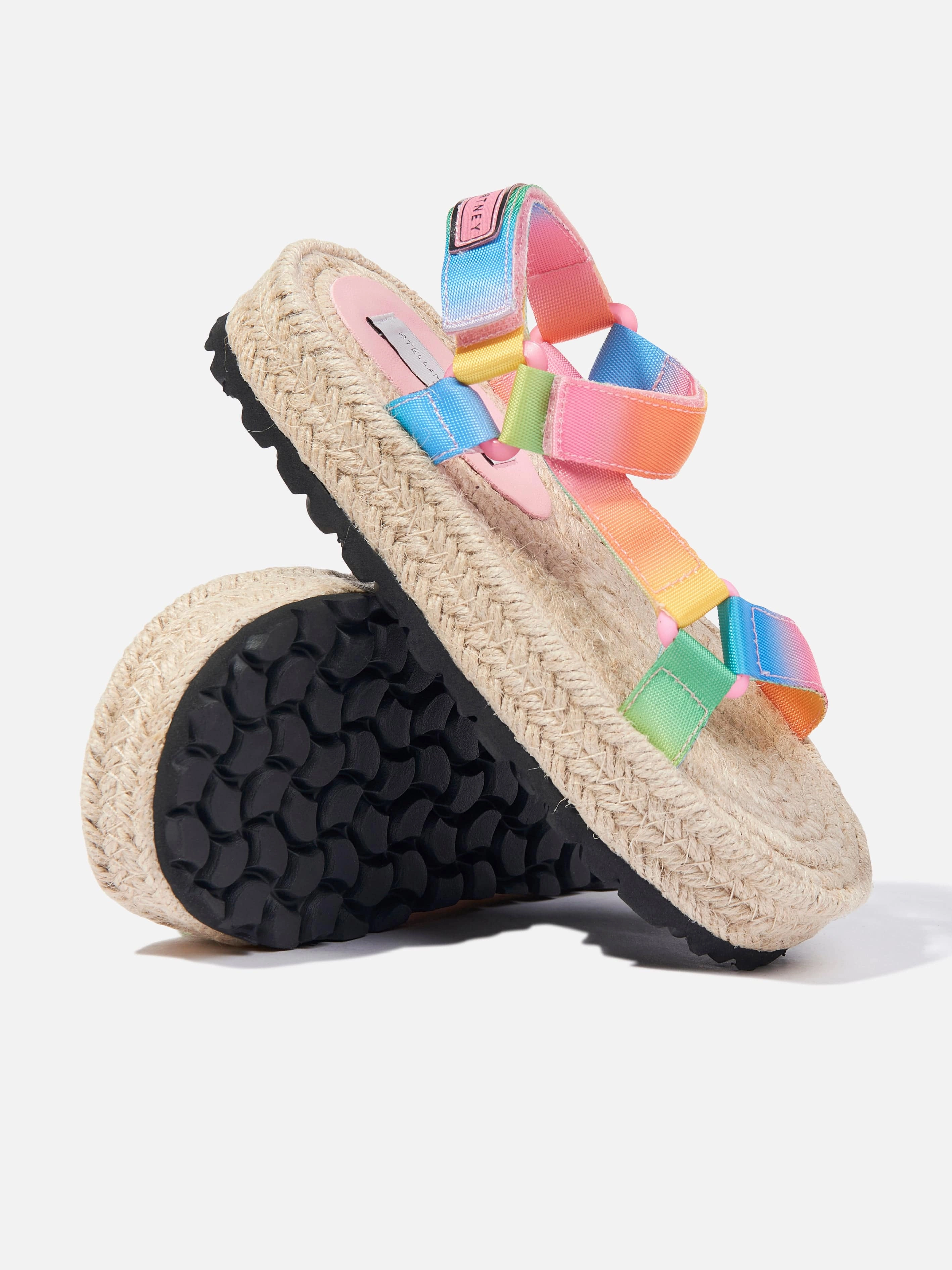 Leather Closed Toe Sandals Stella McCartney Girls Logo Tape Sandals in Multicolour