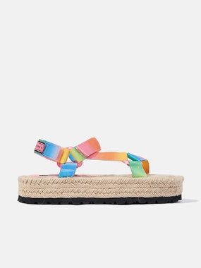 Sandals With A High Arch Stella McCartney Girls Logo Tape Sandals in Multicolour
