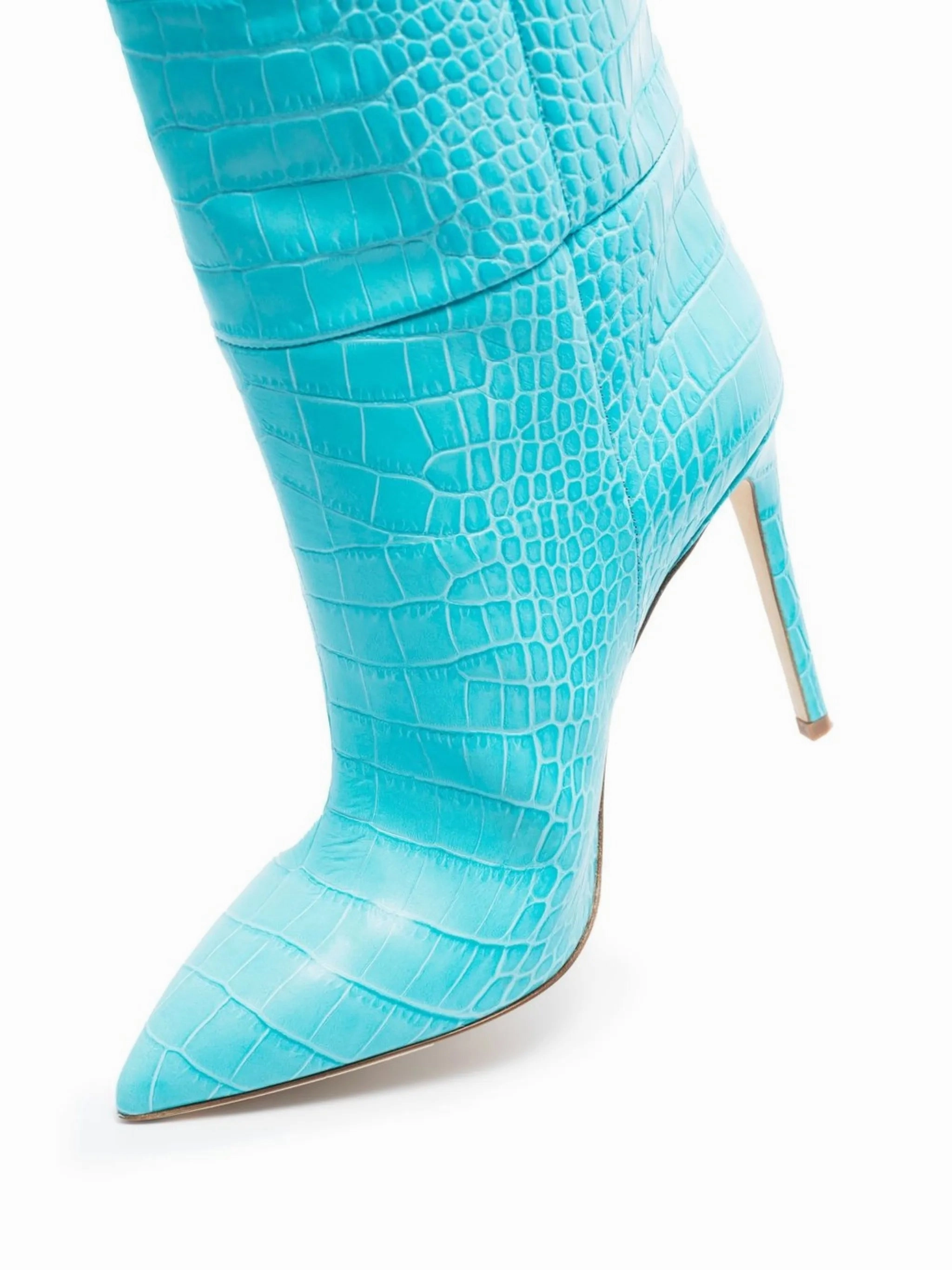 Boots Platform Uggs 105mm crocodile-effect knee boots