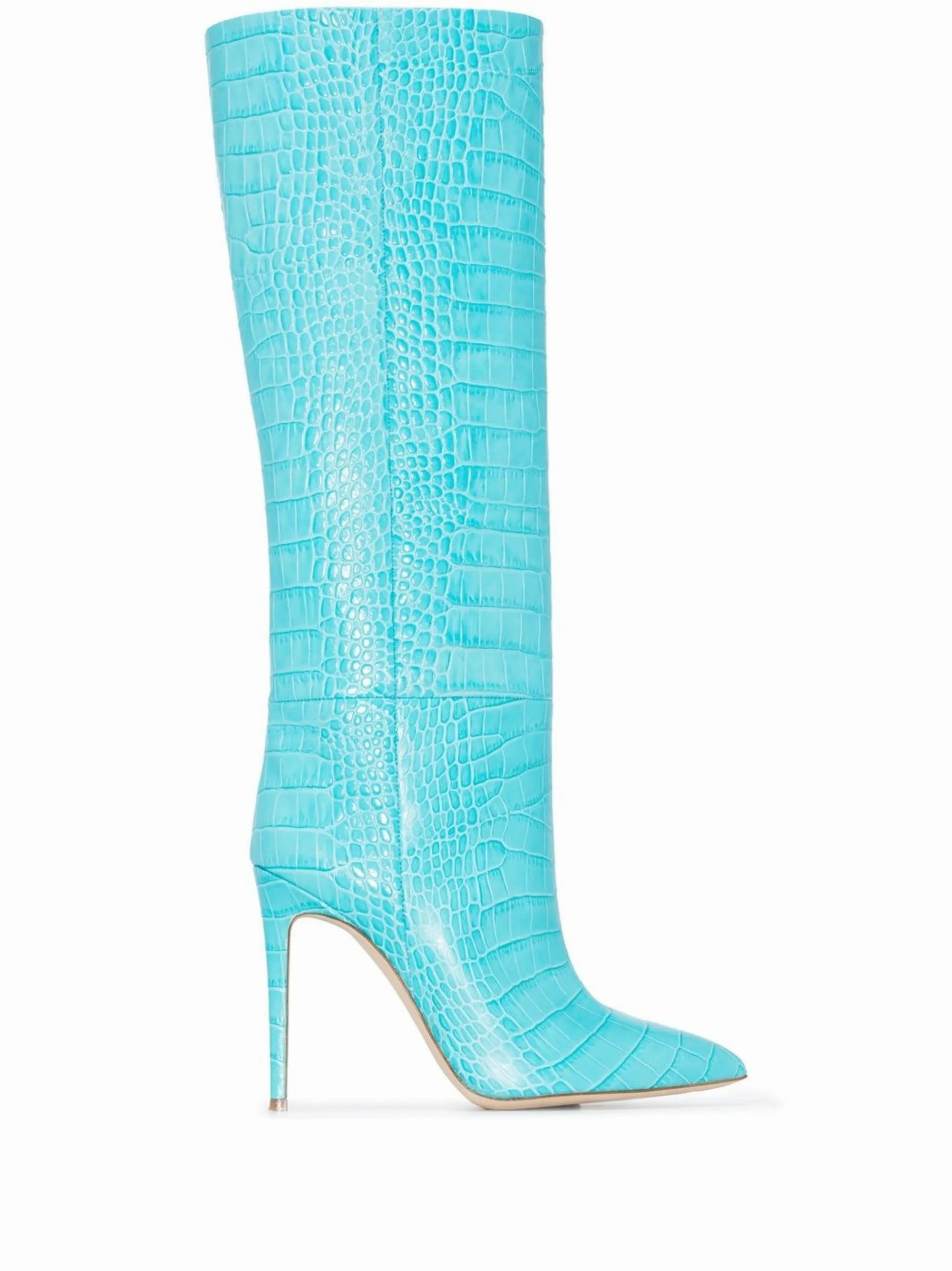 105mm crocodile-effect knee boots Knee High Boots Chunky