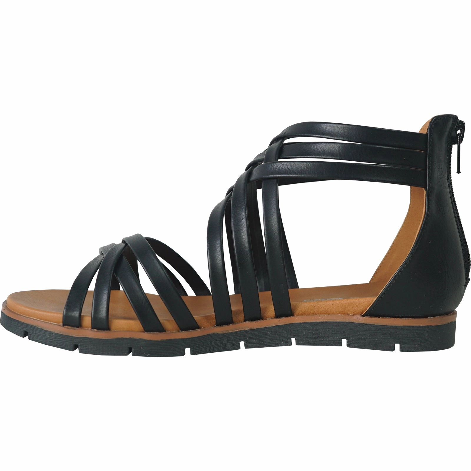 VANGELO Women Sandal FIONA-2 Comfort Flat Sandal Black Greek Sandals