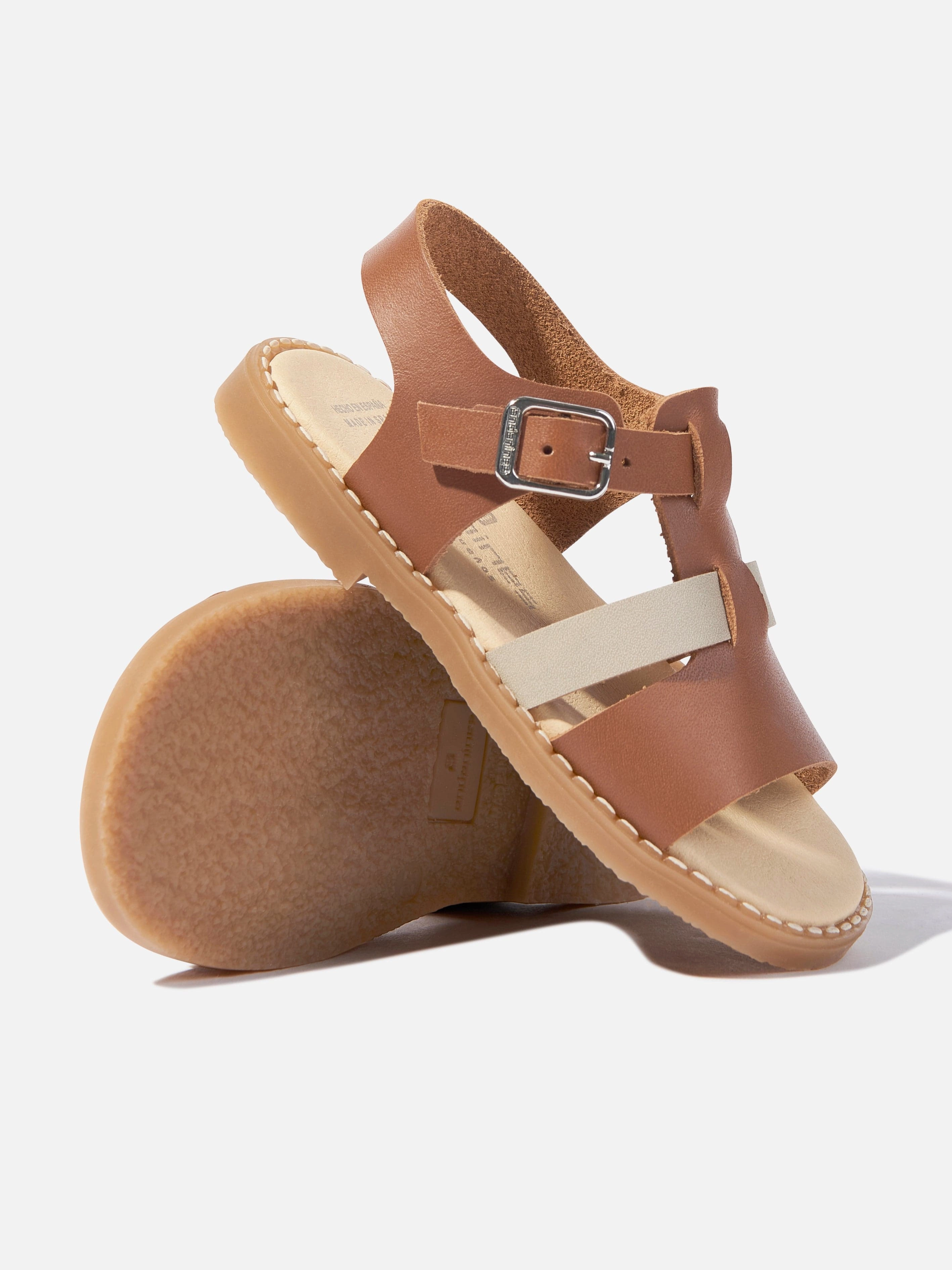 Andanines Kids Leather Sandals in Brown Strive Sandals
