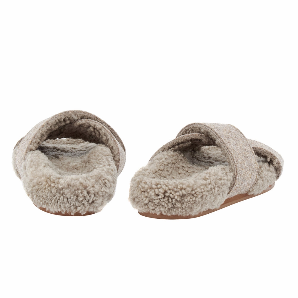 Anilio Camel Slide On Sandals Leather