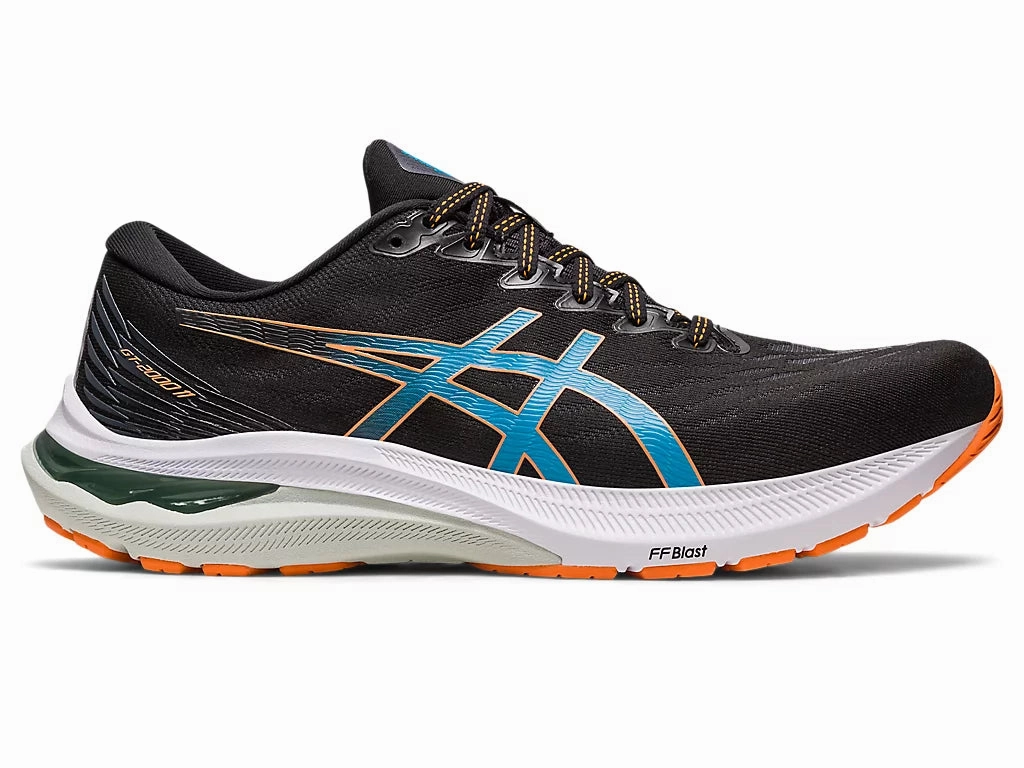 Asics Mens GT-2000 11 Extra Wide- Black/Peach Sun (1011B476) Asics Shoe Sizes Width
