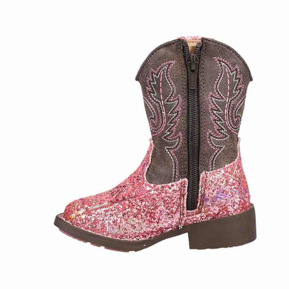 Aztec Glitter Square Toe Cowboy Boots (Toddler) Waterproof Slip Resistant Boots