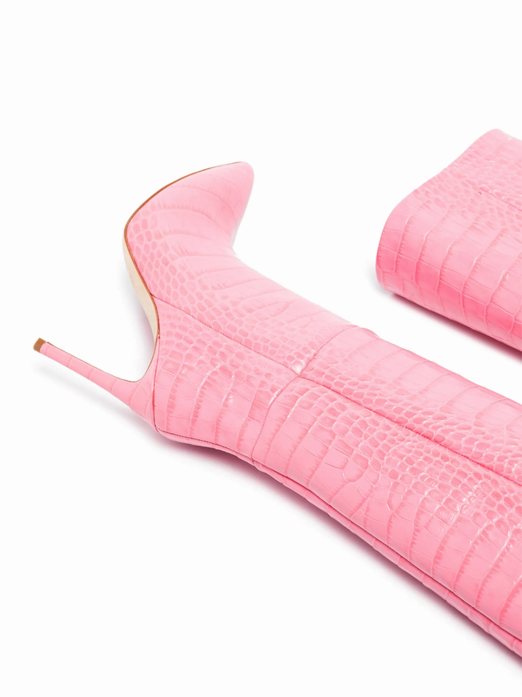 Over The Knee High Boots Leather crocodile-embossed 105mm boots