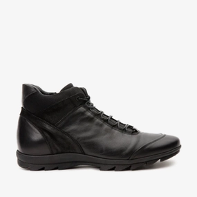 The Houston Leather Black Lace-Up Casual Men Boot with a Zipper Boots Of Springheel Jak Oblivion