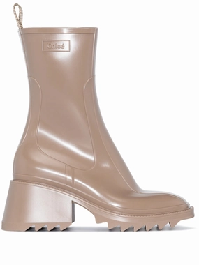 Gray Leather Boots Betty 50mm square-toe boots