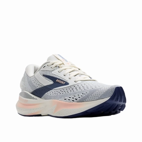 Brooks Women's Adrenaline GTS 24 Lightweight Road Running Shoe - Grey/Blue Ribbon/Peach Run Away Shoes Appleton