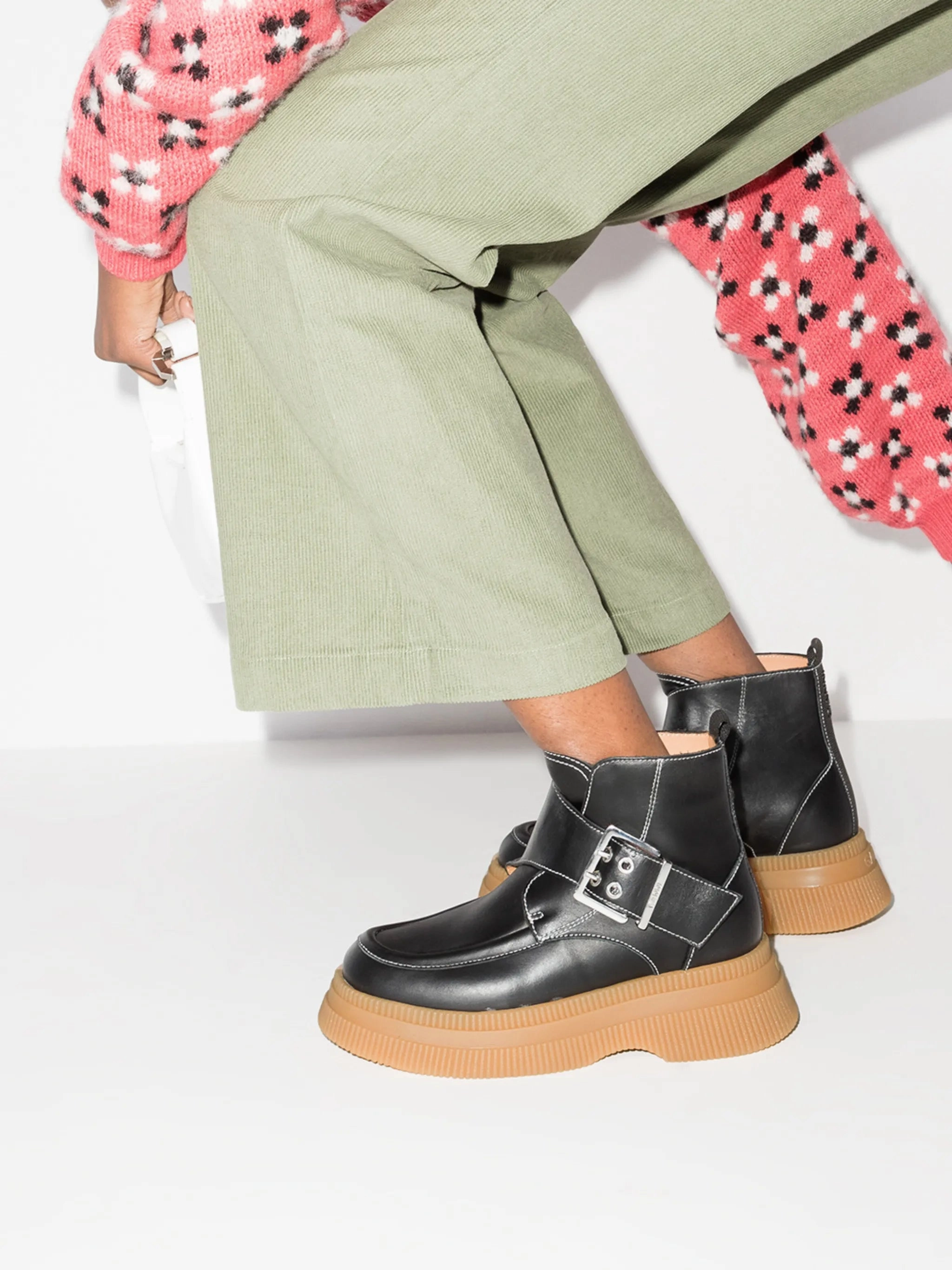 buckle-strap platform boots Durable Hiking Boots