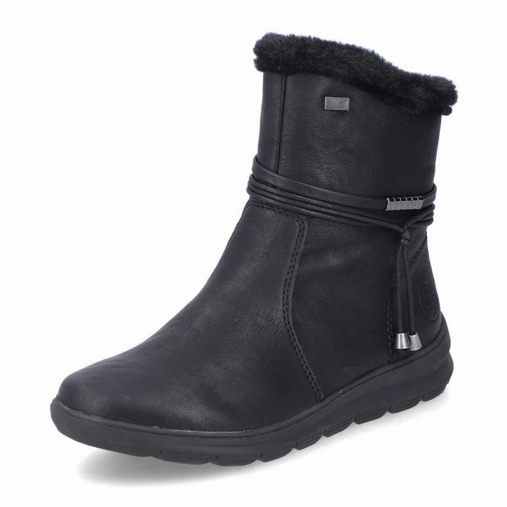 Rieker Z0070 Berta Black Leather Boot (Women's) Working Boots