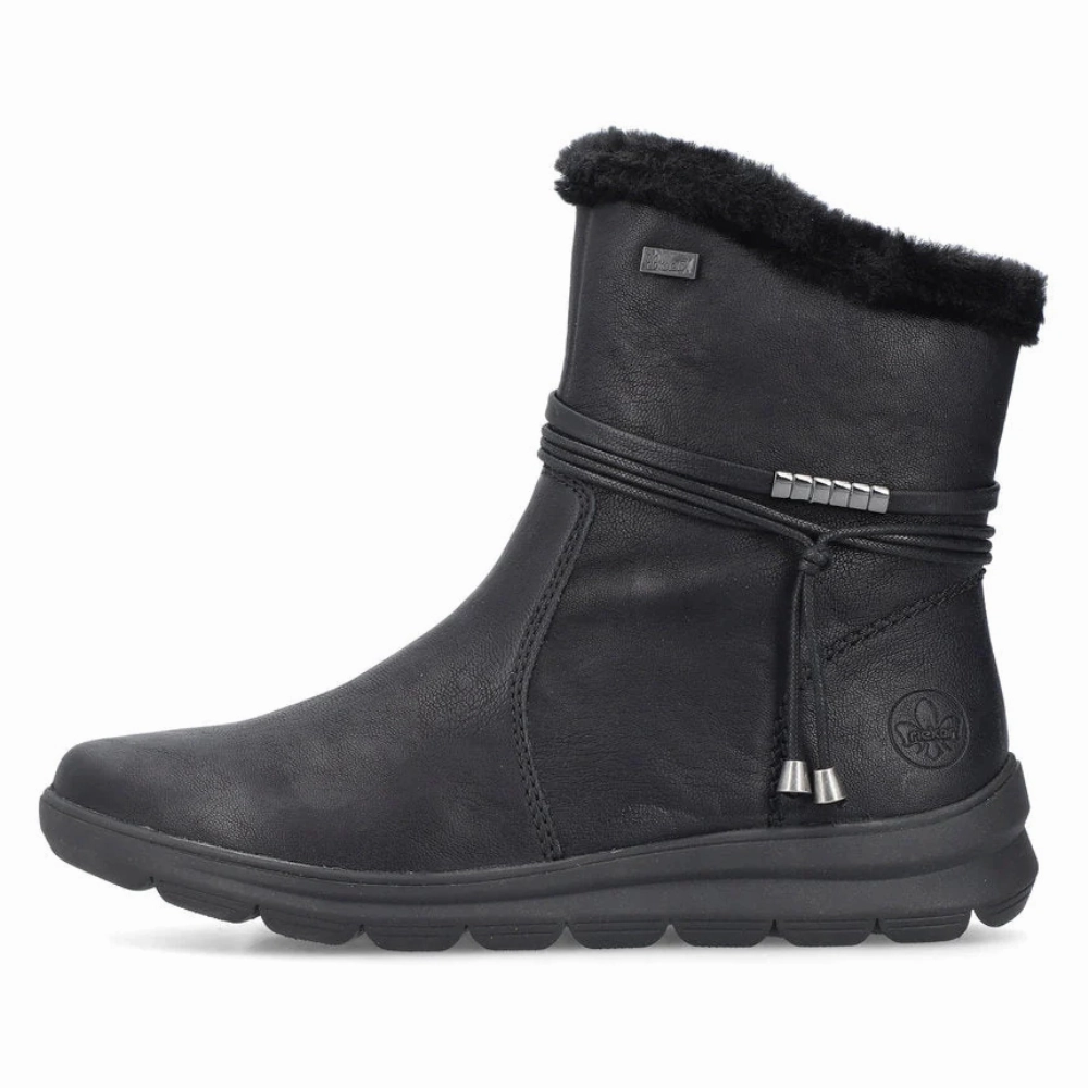 Rieker Z0070 Berta Black Leather Boot (Women's) Bear Claw Boots
