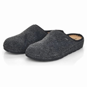 Rieker Christoph 98 Grey Wool Slipper (Men's) Raffia Slide Sandals
