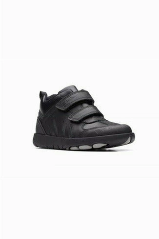 Clarks Rex Hop Kid black leather Clinch Boots