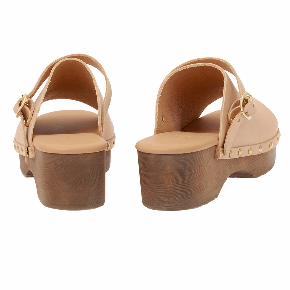 Low Heel Dress Sandals Classic Clog Natural