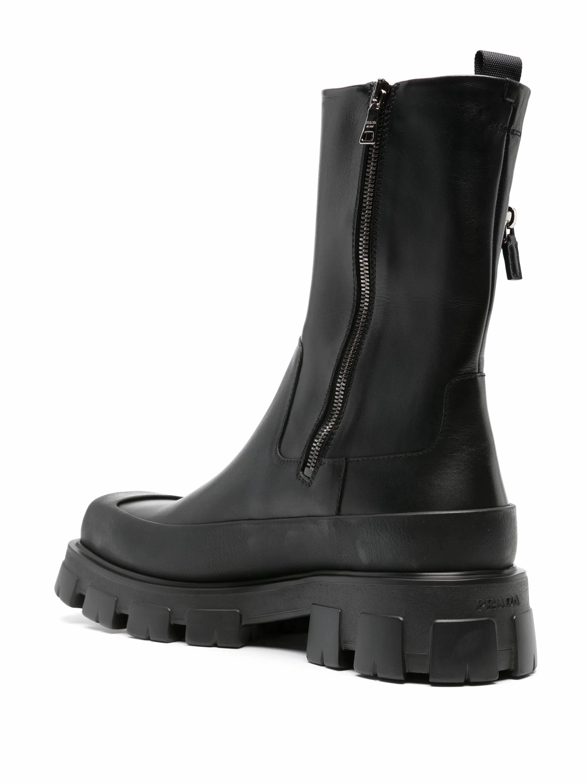 Cobblestone pouch-detail leather boots Steel Toe Rain Boots