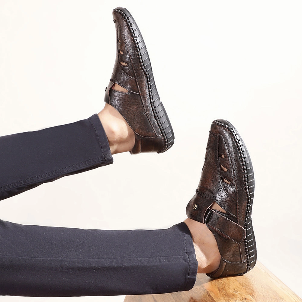 Best Sneaker Sandals Healers Tan Casual Buckle Sandal For Men JPL-205 By Liberty