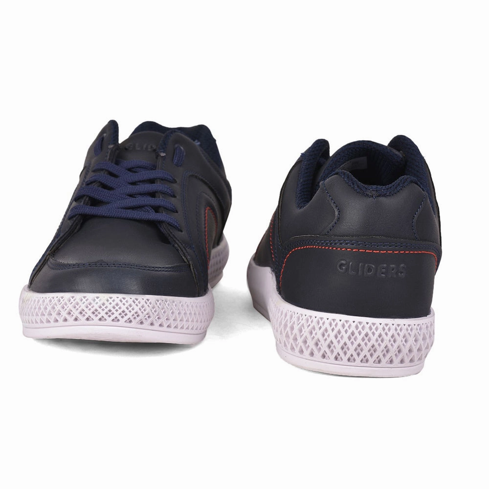 Casual Black Leather Shoes Gliders Casual Navy Blue Lacing Shoes For Men FELIX-1ME By Liberty