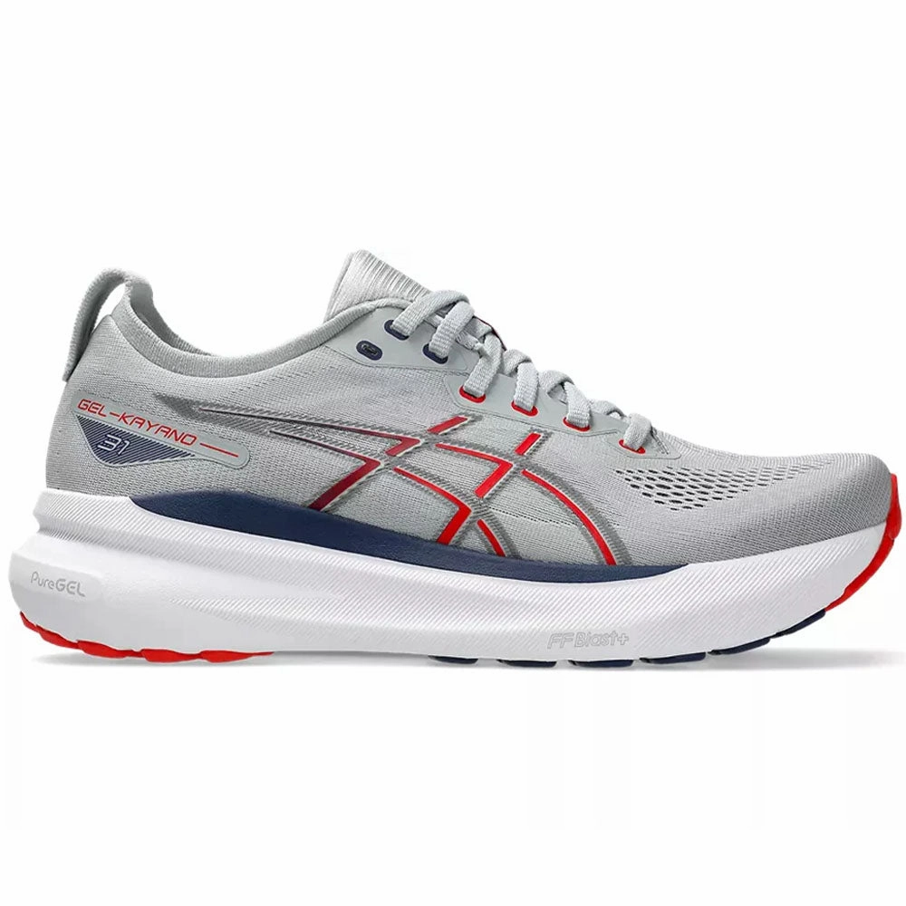 Men's Asics Gel-Kayano 31, Piedmont Grey/Fiery Red, 11.5 D Medium Asics Running Shoes Size 15