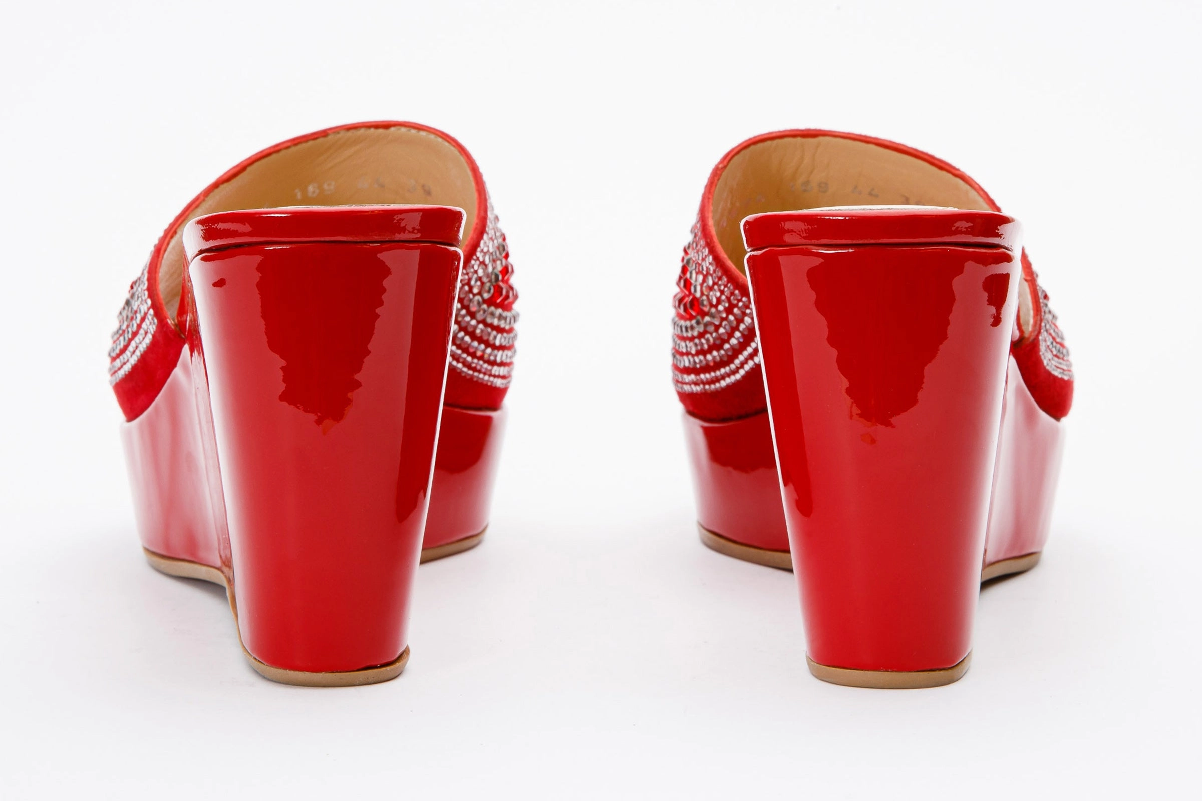 T Sandals The Barneveld Red Glitter Leather Wedge Heel Women Sandal