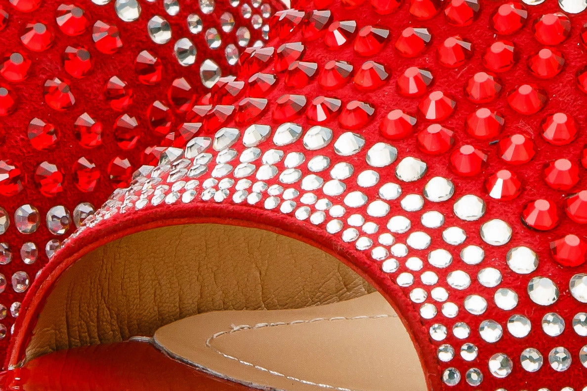 Jelly Shoe Sandals The Barneveld Red Glitter Leather Wedge Heel Women Sandal