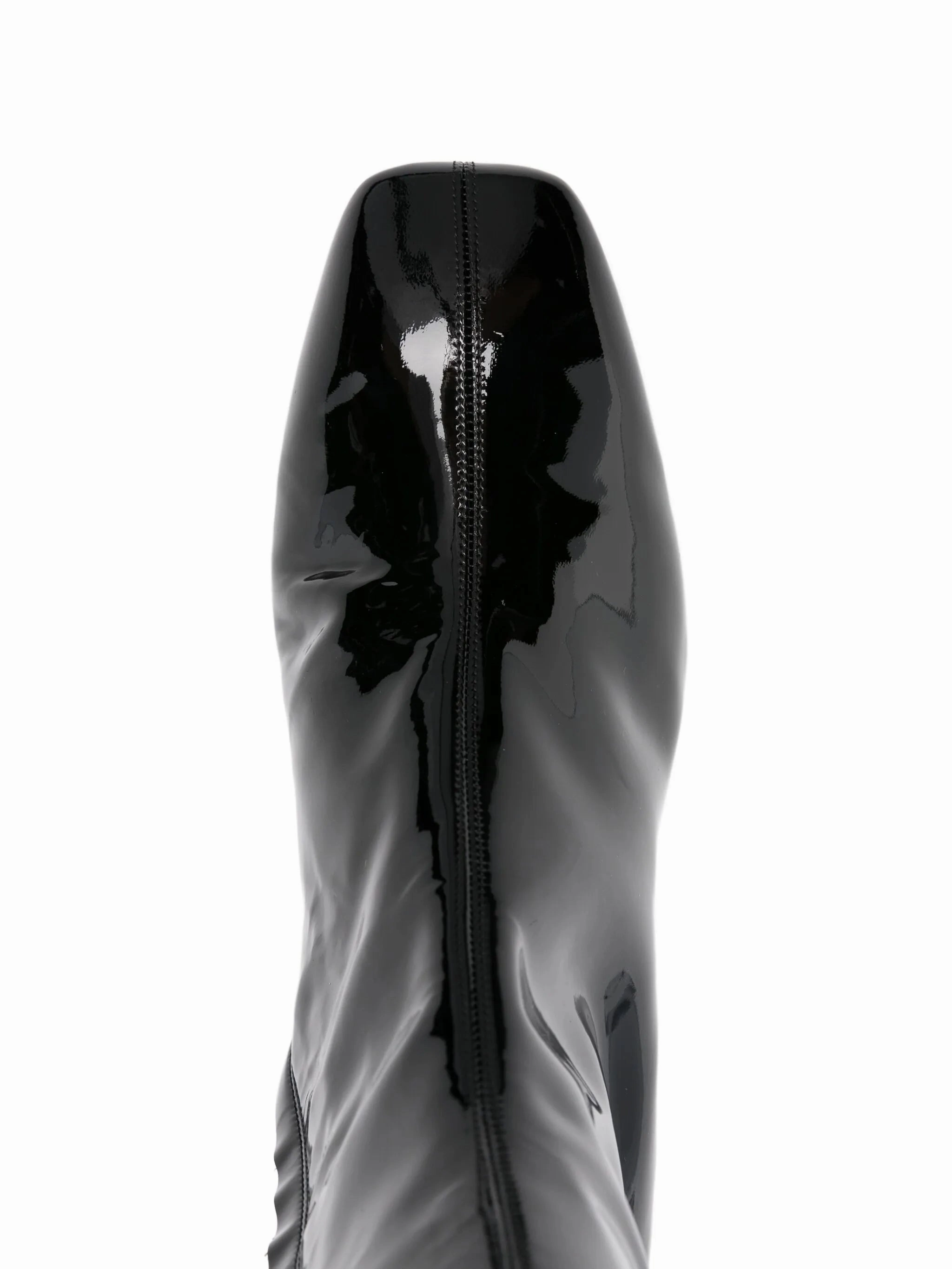 50mm Marty patent calf leather knee-high boots Black Lace Up Heel Boots