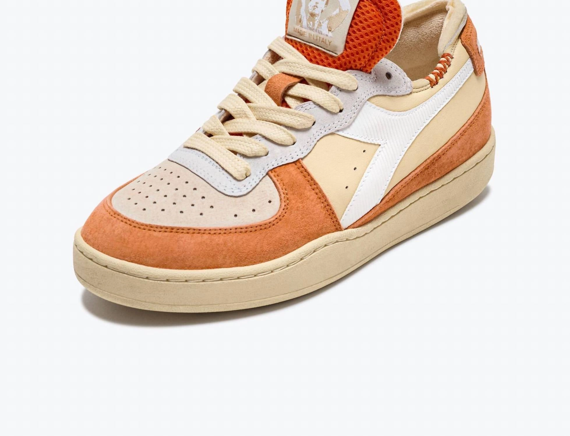 Men's Mi Basket Row Cut Podio Italia Sneakers In Orange Beige Gortex Sneakers