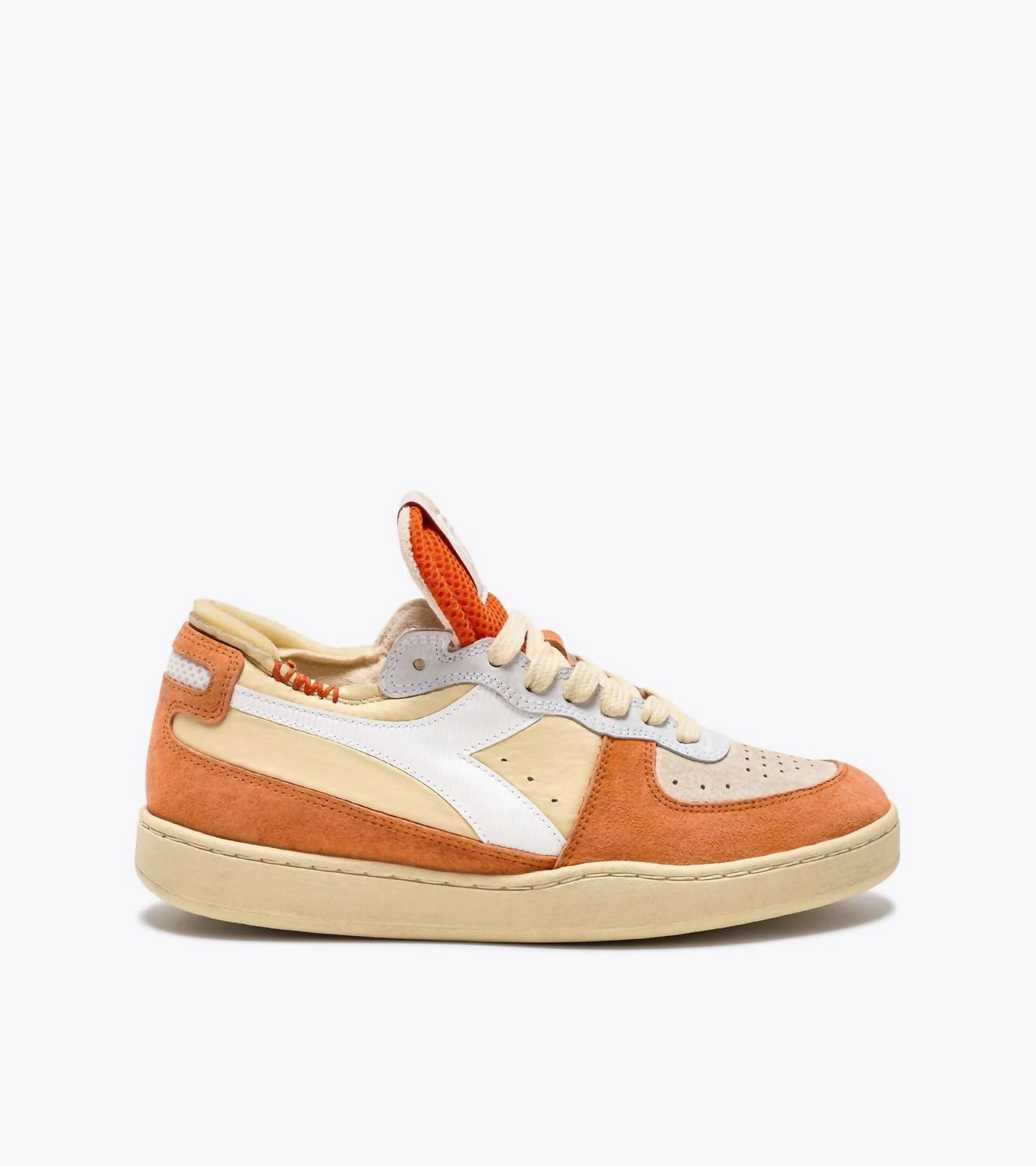 Men's Mi Basket Row Cut Podio Italia Sneakers In Orange Beige Sneakers Made In The Usa