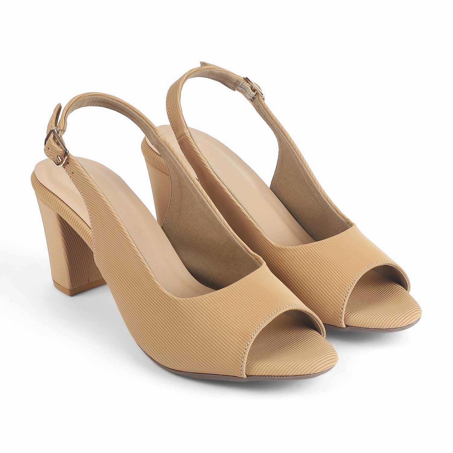Massage Fit Sandals Tresmode Eslip Beige Women's Dress Block Heel Slingback Pumps