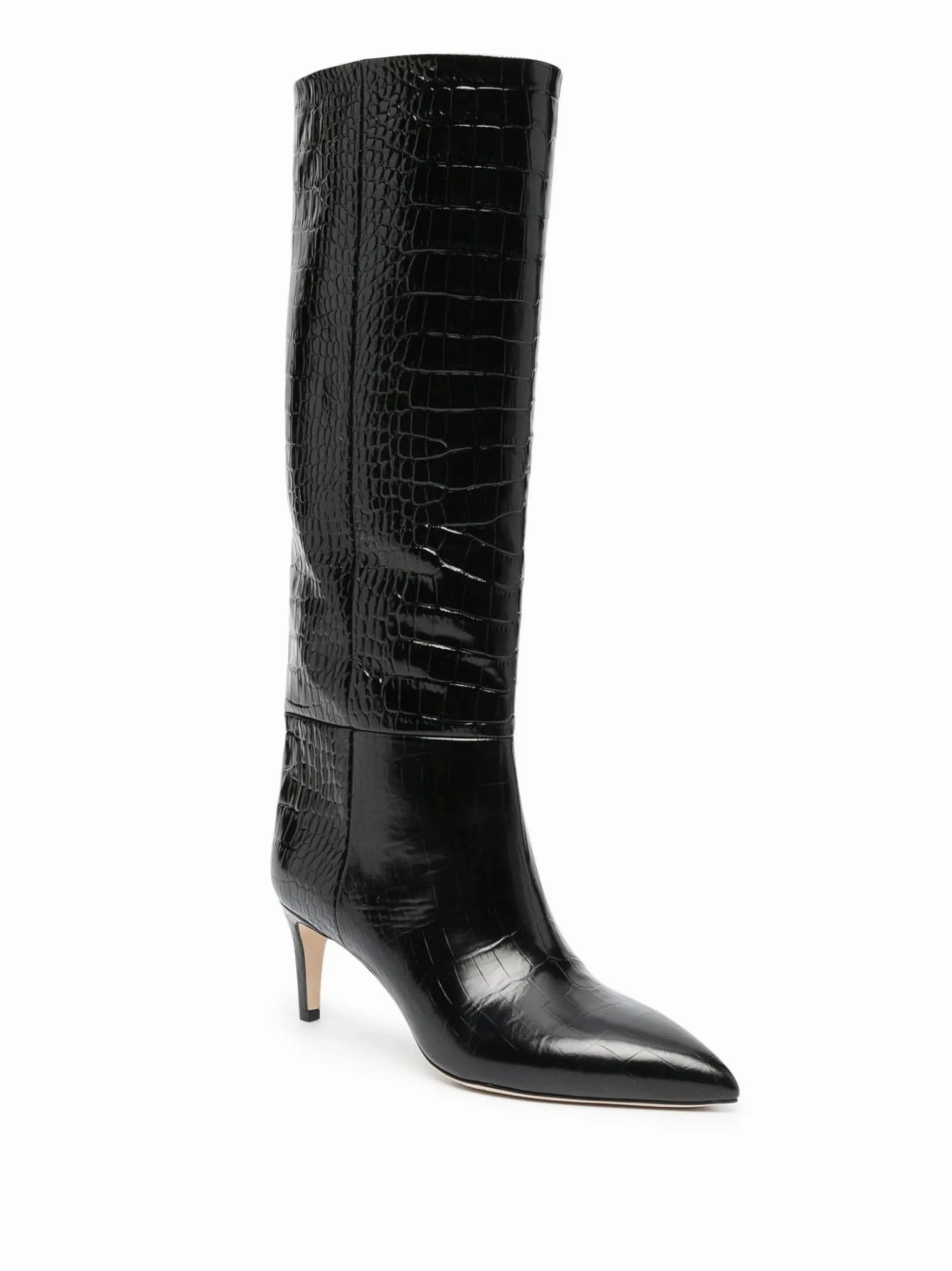 crocodile-embossed leather boots