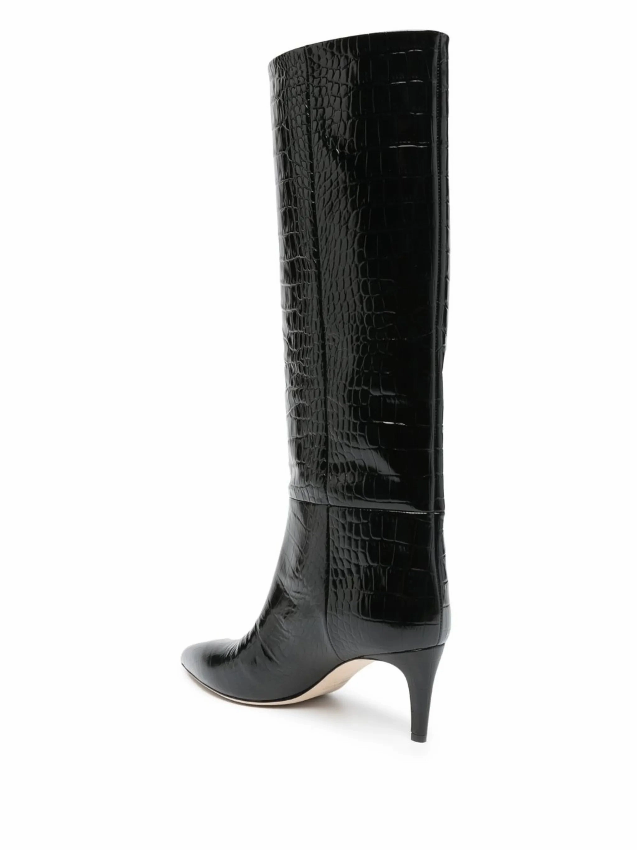 crocodile-embossed leather boots