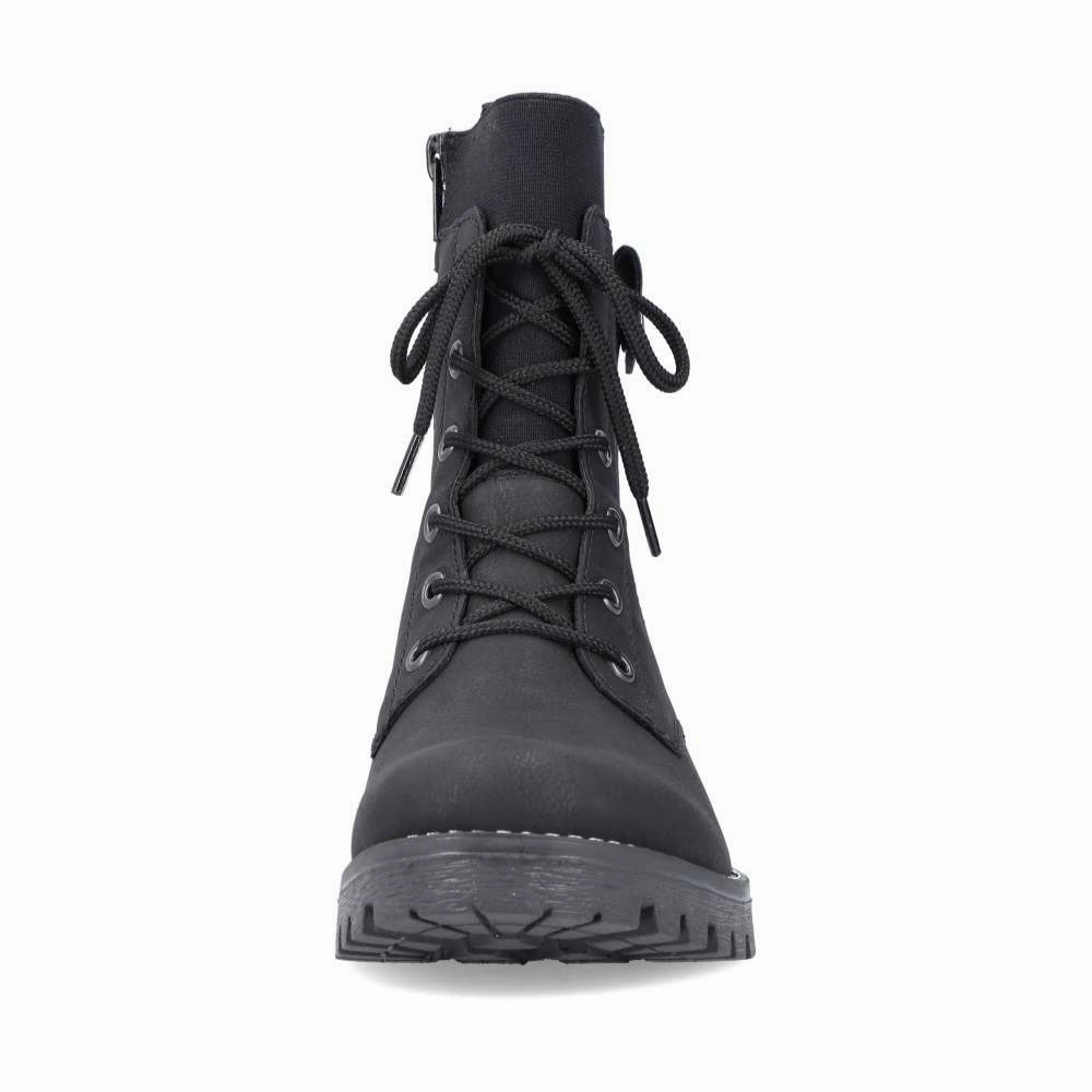 Rieker Payton 40 Black Biker Boot (Women's) Combat Boots Heels