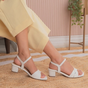 Tresmode Lux White Women's Dress Block Heel Sandals Strappy Wedge Sandals