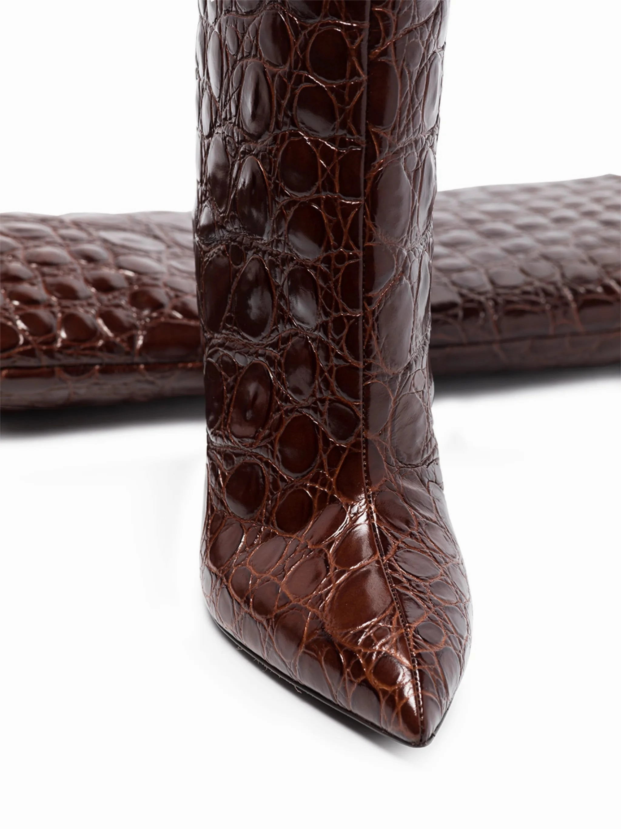 crocodile-effect 105mm knee-high boots Boots With Laces