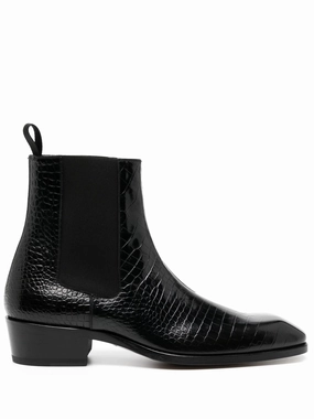 Dr Airwair Boots crocodile-effect leather boots