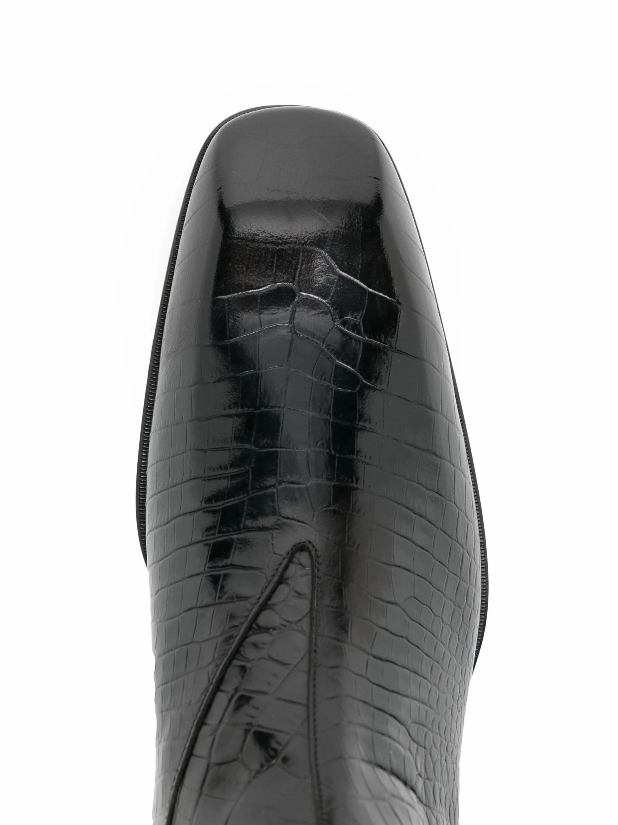 crocodile-effect leather boots Biker Boots Wide Calf