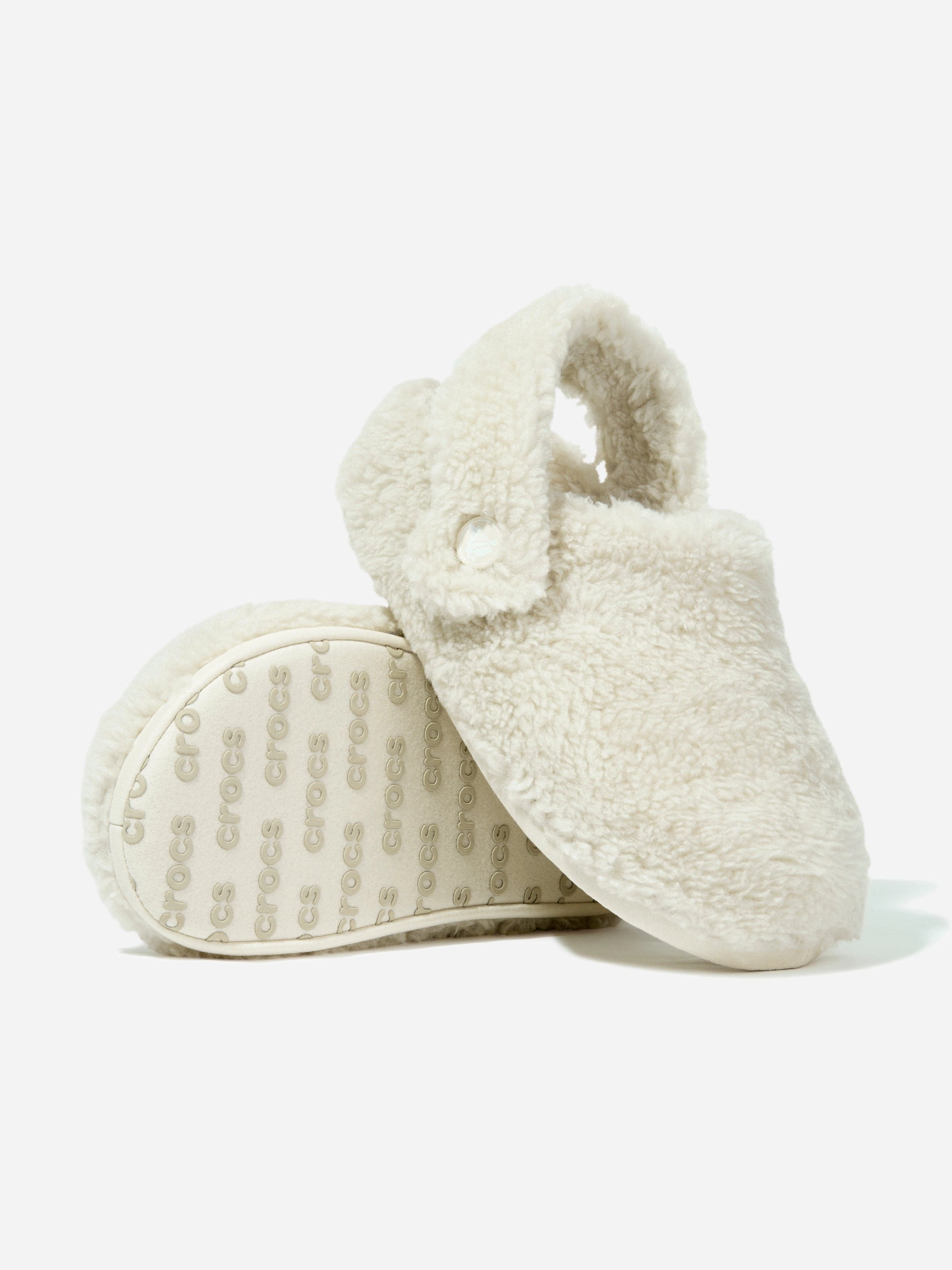 Crocs Kids Classic Cozzzy Slipper in Ivory Slippers For Couples