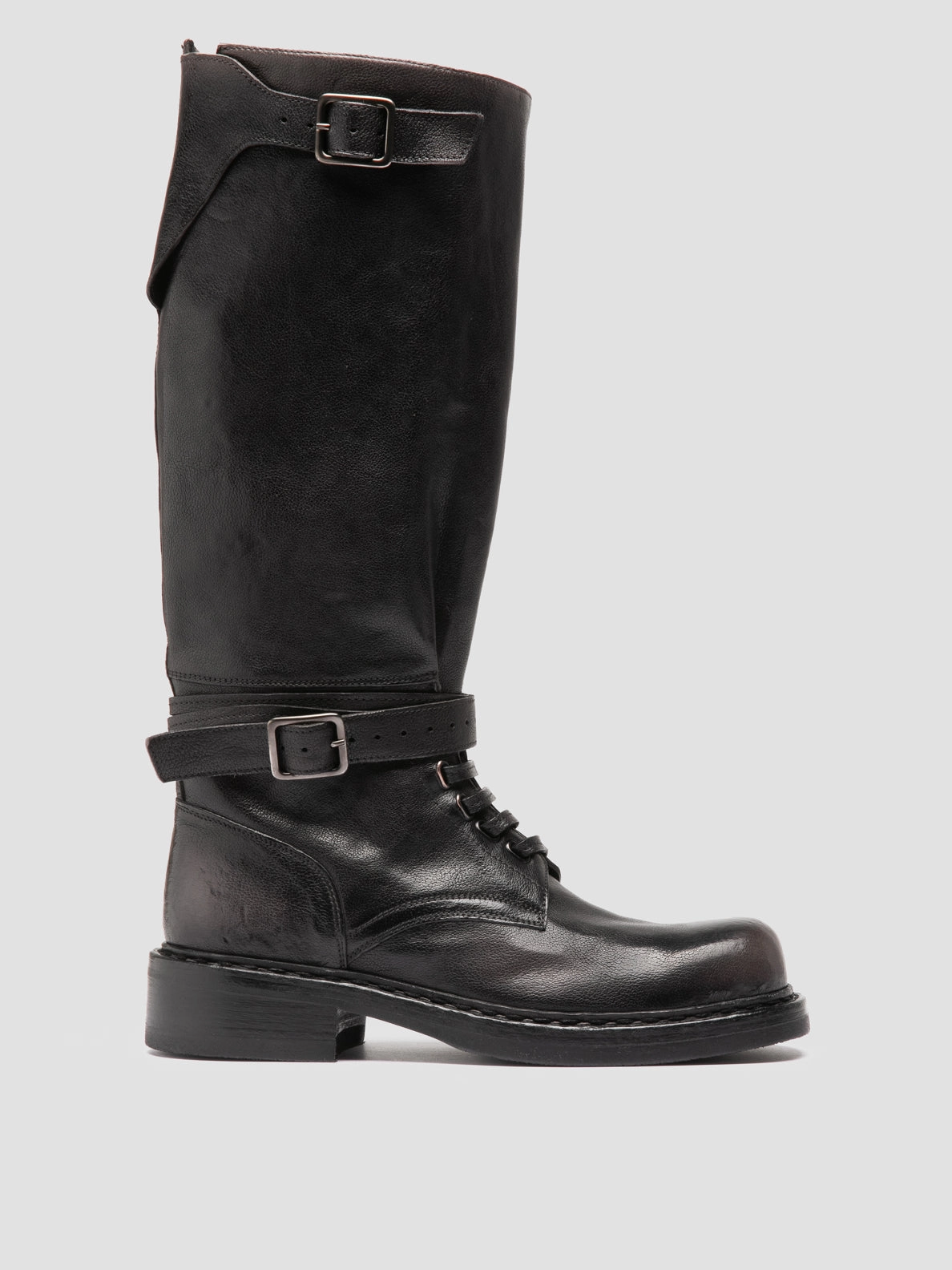 DAKOTA 003 - Dark Grey Leather Pull-On Boots Rider Boots