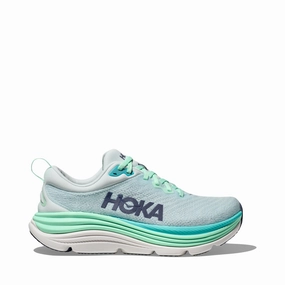 Hoka Women's Gaviota 5 Running Sneaker in Snow Melt/Cielo Blue Sizing Vs
